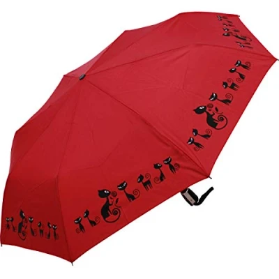 Imagen de Doppler Mini paraguas de bolsillo automático encendido/apagado gatos, rojo, 98 cm, Animalista