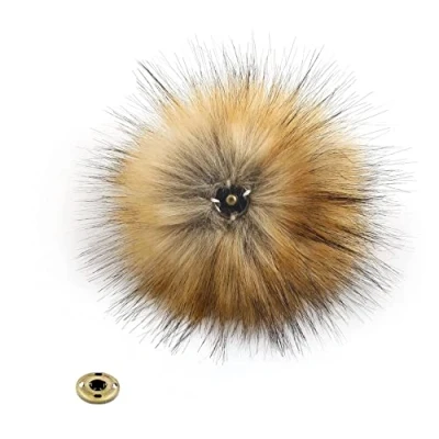 Imagen de 12Pcs pompon pelo sintetico,12 cm pompones para gorros con botón de presión,pompon gorros,bolas pompón piel zorro sintética tejer, sombreros, bolsos, llaveros, zapatos