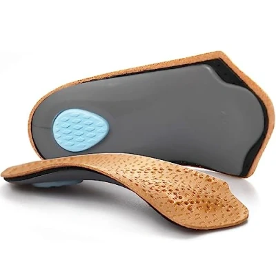 Imagen de Plantillas ortopédicas de 3/4, soporte fascitis plantar con almohadilla metatarsiana insertos calzado cuero ligero para hombres y mujeres, arco pie plano, ejercicio, M