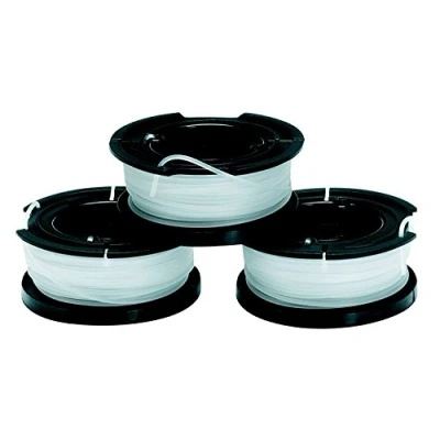 Imagen de Black+Decker A6485 XJ Pack de 3 Bobinas Repuesto para Cortabordes, Hilo Nylon Transparente y Duradero, 10 m Largo, 1.6 mm Diámetro, Encaja con Desbrozadora