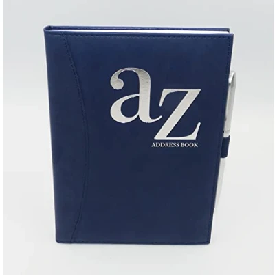 Imagen de A to Z Teléfono A5 Libreta de direcciones Índice Tapa trasera dura con pluma (azul marino)