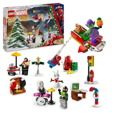 Imagen de LEGO Marvel Calendario de Adviento 2024 Spider Man Juguetes Construcción Superhéroes con Minifiguras para el Juego rol, Regalo Pre Navideño Niños y Niñas 7 Años o Más 76293