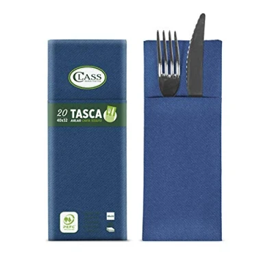 Imagen de Class C4032TA 152 PEFC Airlaid Servilleta bolsillo para cubiertos, papel, azul, 40 x 32 0,8 cm, 20 unidades