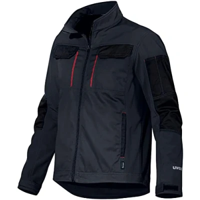 Imagen de Uvex Tune up Chaqueta de trabajo Softshell para hombre, transpirable e impermeable, blanco / rojo, L