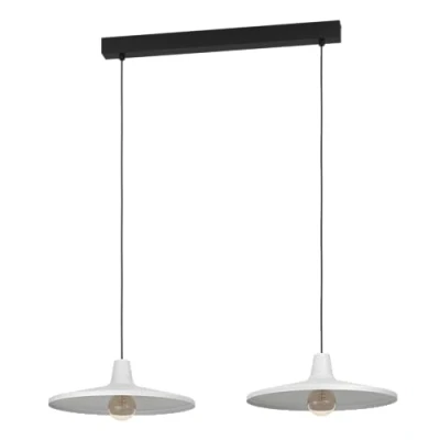 Imagen de Eglo Miniere lámpara colgante, sobre mesa de comedor, colgante 2 luces metal gris, madera con casquillo E27, 100 cm