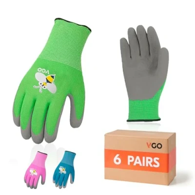 Imagen de Vgo... 6 Pares Edad 5 7 Guantes de Jardinería para Niños, Trabajo en el Jardín Seguridad (RB6013 KID)