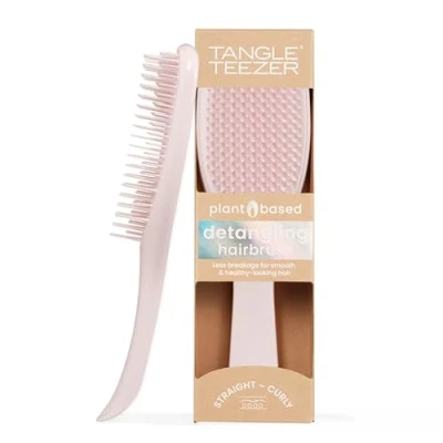 Imagen de Tangle Teezer cepillo desenredante definitivo a base de plantas, para cabello seco y húmedo, elimina nudos reduce la rotura todo tipo cabello, rosa malvavisco
