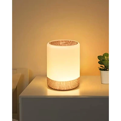 Imagen de FOMYHEARD lámpara de mesita noche táctil regulable, 256 RGB cambio color mesa LED cálida, 2200mAh USB recargable, función memoria luz nocturna para niños, dormitorio salón