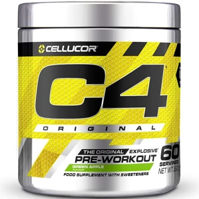 Imagen de C4 Original Suplemento en polvo para preentrenamiento Manzana verde Bebida energética antes de entrenar 150 mg cafeína + beta alanina monohidrato creatina 60 raciones