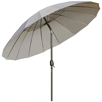 Imagen de Outsunny Sombrilla de Jardín Ø250x240 cm con Manivela Parasol Exterior Mecanismo Inclinación y Poste Desmontable Metal para Terraza Piscina Patio Gris Claro