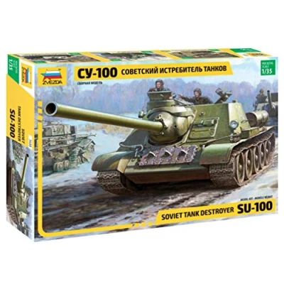 Imagen de Zvezda 500783688 1:35 SU 100 Soviet Tank Destroyer WWII, maqueta, Kit de construcción, construcción Modelos, aficiones, Manualidades, plástico sin Pintar, 35 cm