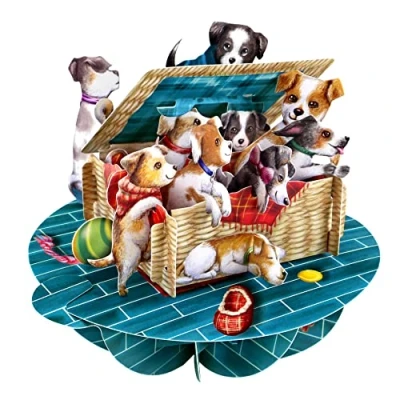 Imagen de SANTORO Pirueta, Tarjeta De Felicitación Emergente 3D Cachorros En Una Cesta Cumpleaños Para Perro Y Cachorro Ella, Él, Niños, Hija, Hijo Nueva