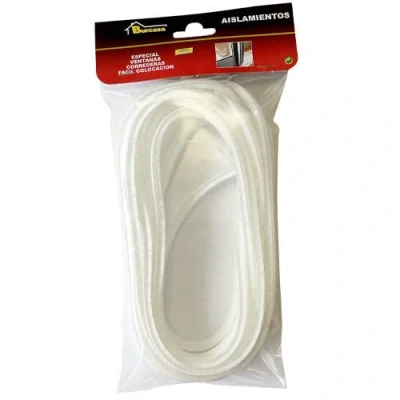 Imagen de Burlete de cepillo ADHESIVO BLANCOpara ventanas y puertas correderas 6 metros 7x5mm larga duración ahorro energético con buen deslizamiento valido para desajustes 2 a 4mm.