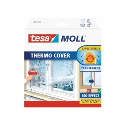 Imagen de tesamoll Thermo Cover, Cubierta Transparente para el Aislamiento Térmico de Ventanas, Incluye Cinta Adhesiva Doble Cara una Fácil Instalación, 1.7 m x 1.5