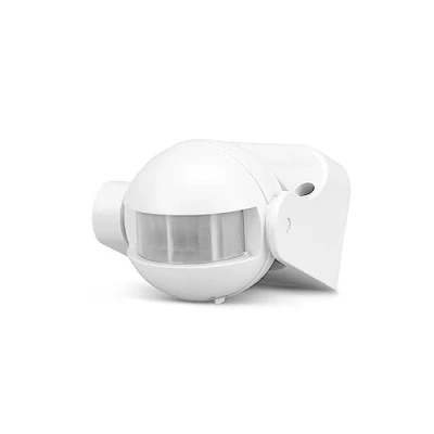 Imagen de Garza Detector de movimiento por infrarrojos orientable para interior y exterior, Protección IP44, Tiempo luminosidad regulables, Ángulo detección 180º, Blanco