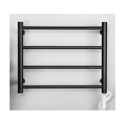 Imagen de Toallero Electrico Baño Pared, 4 Barras Calentador de Toallas Acero Inoxidable, 48W Secador Bajo Consumo con Temperatura Constante Inteligente,Negro,Hardwired