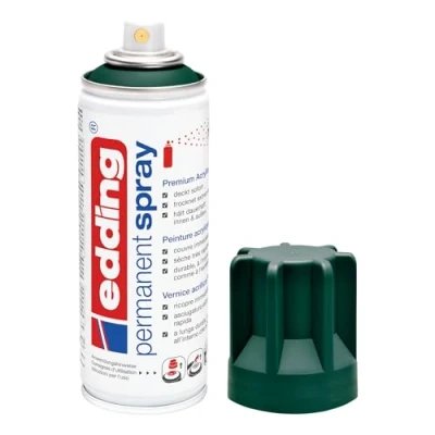 Imagen de edding 5200 spray permanente verde musgo 200 ml pintura acrílica para pintar y decorar vidrio, metal, madera, cerámica, plástico, lienzo aerosol, acrílico, de