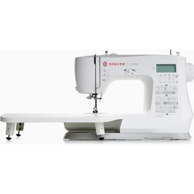 Imagen de SINGER C5955 máquina de coser electrónica profesional y con 200 puntos, 8 ojales, enhebrador automático agujas, pantalla LCD, 2 LED, pies para costura creativa, piel