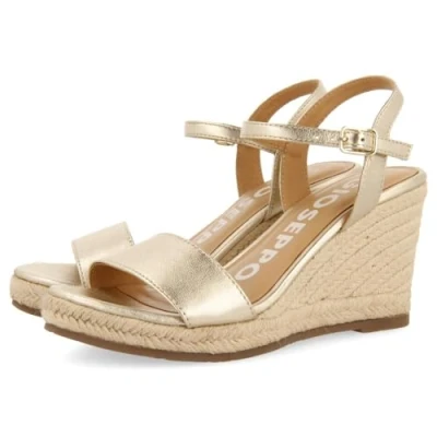 Imagen de Sandalias DE Piel Color Platino con CUÑA Yute para Mujer ZHEPE