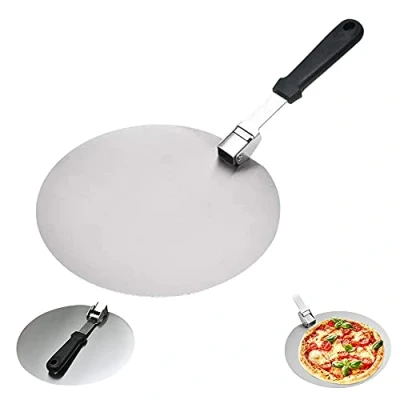 Imagen de Tang Yuan Pala para pizza,pala pizza redonda de acero inoxidable 10 pulgadas,con mango antideslizante,muy adecuada tartas,pizzas,tartas