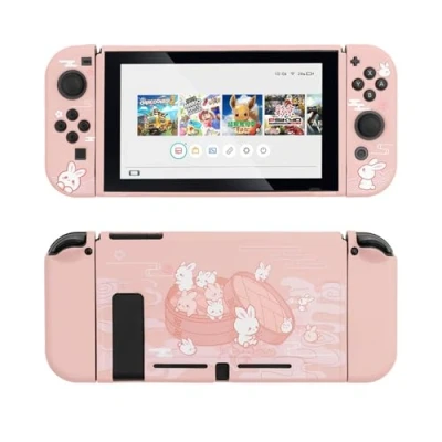 Imagen de GeekShare Funda Protectora para Switch, Delgada de TPU Suave Compatible con la Consola Nintendo Switch y Joy (Bun Rabbit al Vapor)