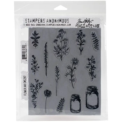 Imagen de Art Gone Wild Tim Holtz Juego de Sellos para Estampado (Goma, tarros Flores Multicolor