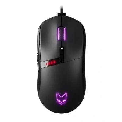 Imagen de Oversteel Invar Ratón Gaming USB, 12400 DPI ajustables, 9 Botones Programables, 10 Modos de Iluminación RGB, Ultraligero, Ergonómico Sensor Óptico, PC/Mac, Color Negro
