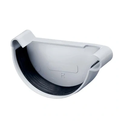 Imagen de INEFA Pieza terminal del canalón semiredonda, PVC NW 125, gris derecha Accesorios para canalones,montaje fácil por enchufe,made in Germany