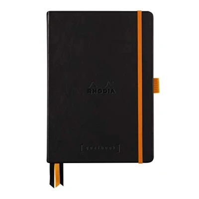 Imagen de Clairefontaine 118571C Rhodia GoalBook Cuaderno forrado rígido (240 páginas numeradas en blanco, 14, 8 x 21 cm, 90 g, diseño de puntos, calendarios, indios, cubierta piel sintética, color negro