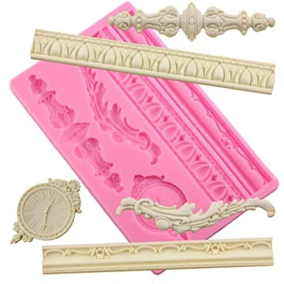 Imagen de Bricolaje Europeo Marco Pastel Borde Molde Silicona Barroco Rollo Alivio Fondant Cupcake Tarta Decoración Herramientas Candy Chocolate Pasta de Goma Molde,Resina Arcilla Fabricación Horneado Tapete