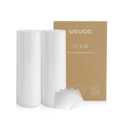 Imagen de Wevac Rollos Bolsas para Envasar al Vacio Alimentos, 2 28x1500cm Bolsa Comida Gofradas Preparación de Comidas y Cocina Sous Vide, BPA Free