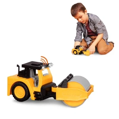 Imagen de B. Driven by Battat Rodillo de Vapor Juguete para niños vehículo construcción Luces y Sonidos Piezas móviles 3 años + Micro Steam Roller