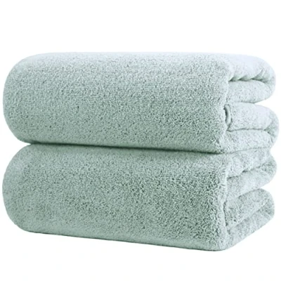 Imagen de Polyte Toalla de baño Microfibra antipelusa Secado rápido Premium 88,9 x 177,8 cm Pack 2 (Verde Claro)