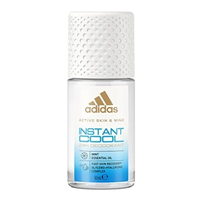 Imagen de adidas Desodorante en roll on Instant Cool para ella, con aceite de menta y 24 horas frescura fórmula respetuosa la piel, 50 ml
