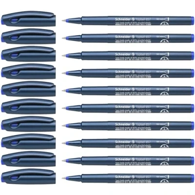 Imagen de Schneider Topball 857 Bolígrafo de punta redonda (punta metal 0,6 mm, 10 unidades, tinta azul)
