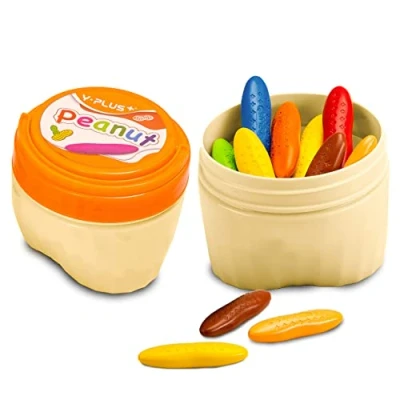 Imagen de YPLUS Crayones de maní niños con cubo, 24 colores Crayon para pequeños caja, lavables niños, artículos colorear