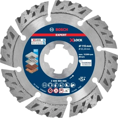 Imagen de Bosch Professional 1x Disco de corte diamante Expert MultiMaterial X LOCK (para Hormigón, Ø 115 mm, accesorios Amoladora pequeña)