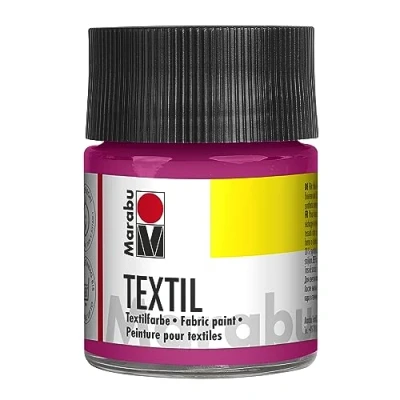 Imagen de Marabu 17160005014 Pintura textil para tejidos claros, magenta 50 ml, tinta de estampación al agua, lavable hasta 60C, fijación mediante planchado u horno