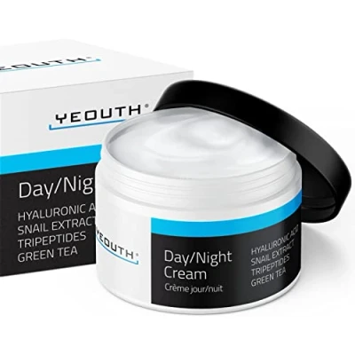 Imagen de YEOUTH Crema Día y Noche con Ácido Hialurónico Mucina de Caracol, Hidratante 24 Horas, Hidratación Intensa Para Todo Tipo Piel, Efecto Luminoso 60g