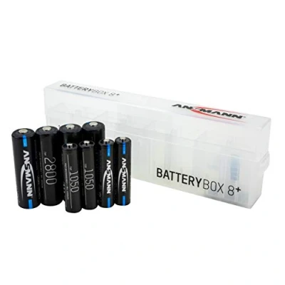 Imagen de Ansmann 4 Pilas AA Tipo 2800 mAh (mín. 2650 mAh) + AAA de 1050 Caja batería NiMH 1,2 V Recargables, Alta Capacidad para Altas Necesidades energía 1300 0018 590 Plata