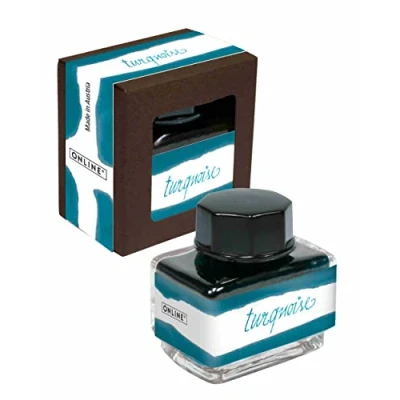 Imagen de ONLINE tinta turquesa, de 15 ml, colorida para caligrafía, lettering, escritura, barril convertidor, recambio a base agua