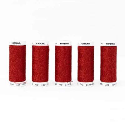 Imagen de Korbond Rojo poliéster 500 m, 5 bobinas de 100 Hilo, máquinas Coser a Mano, no se Encoge, Ideal, sastrería, Acolchado, Manualidades, Reparaciones y Adornos, 500m