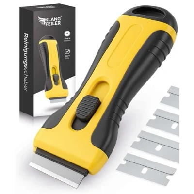 Imagen de Klangfeiler® Rascador con 5 cuchillas vitroceramica Rasqueta cuchilla induccion raspador plastico placa de vidrio