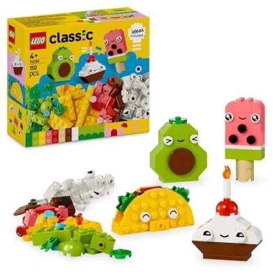 Imagen de LEGO Classic Amigos Nutritivos Creativos Comida de Juguete para Niños y Niñas 4 Años o Más, Ladrillos Colores Construir un Cupcake, Helado, Aguacate Taco, Regalo Infantil 11039