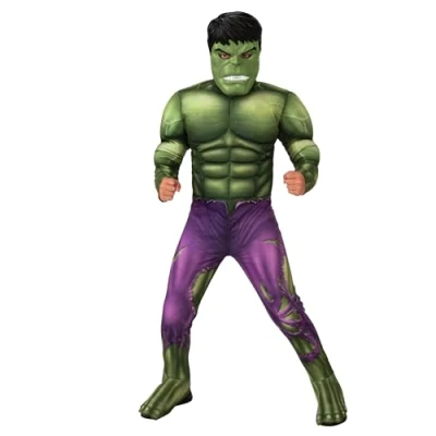 Imagen de Rubies Disfraz Hulk Deluxe para niños, Jumpsuit con pecho acolchado, cubrebotas y máscara, Oficial Marvel Carnaval, Navidad, Cumpleaños, Fiestas Halloween