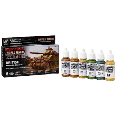 Imagen de Vallejo 70204 Model Color Colores Acrílicos, WWII British Armour &amp; Infantry, 17 ml, 6 uds