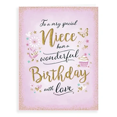 Imagen de Piccadilly Greetings Tarjeta de cumpleaños moderna para sobrina, 8 x 6 pulgadas