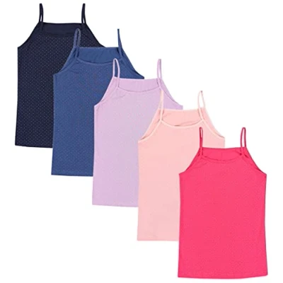 Imagen de TupTam Camiseta de Tirantes Interiores para Niña, Pack 5, Lunares/Rosa/Azul/Púrpura, 146 152