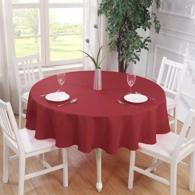 Imagen de GREATOYAR Mantel Antimanchas Redondo, Impermeable, Hule Mesa, Resistente, Lavable, Ideal para Interiores y Exteriores, Decoración de Rojo, Diámetro 140cm