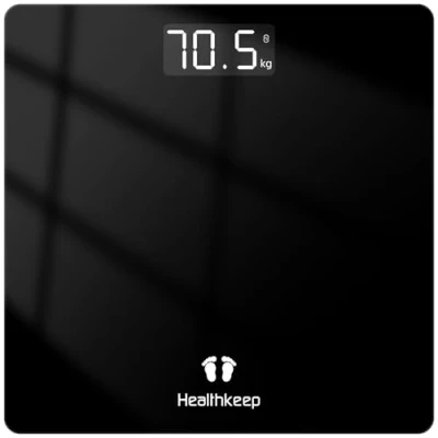 Imagen de Healthkeep bascula de baño Digital, balanza peso corporal Precisión Máxima 180kg/ 400lbs, Tecnología Step On(rayas negras y grises)
